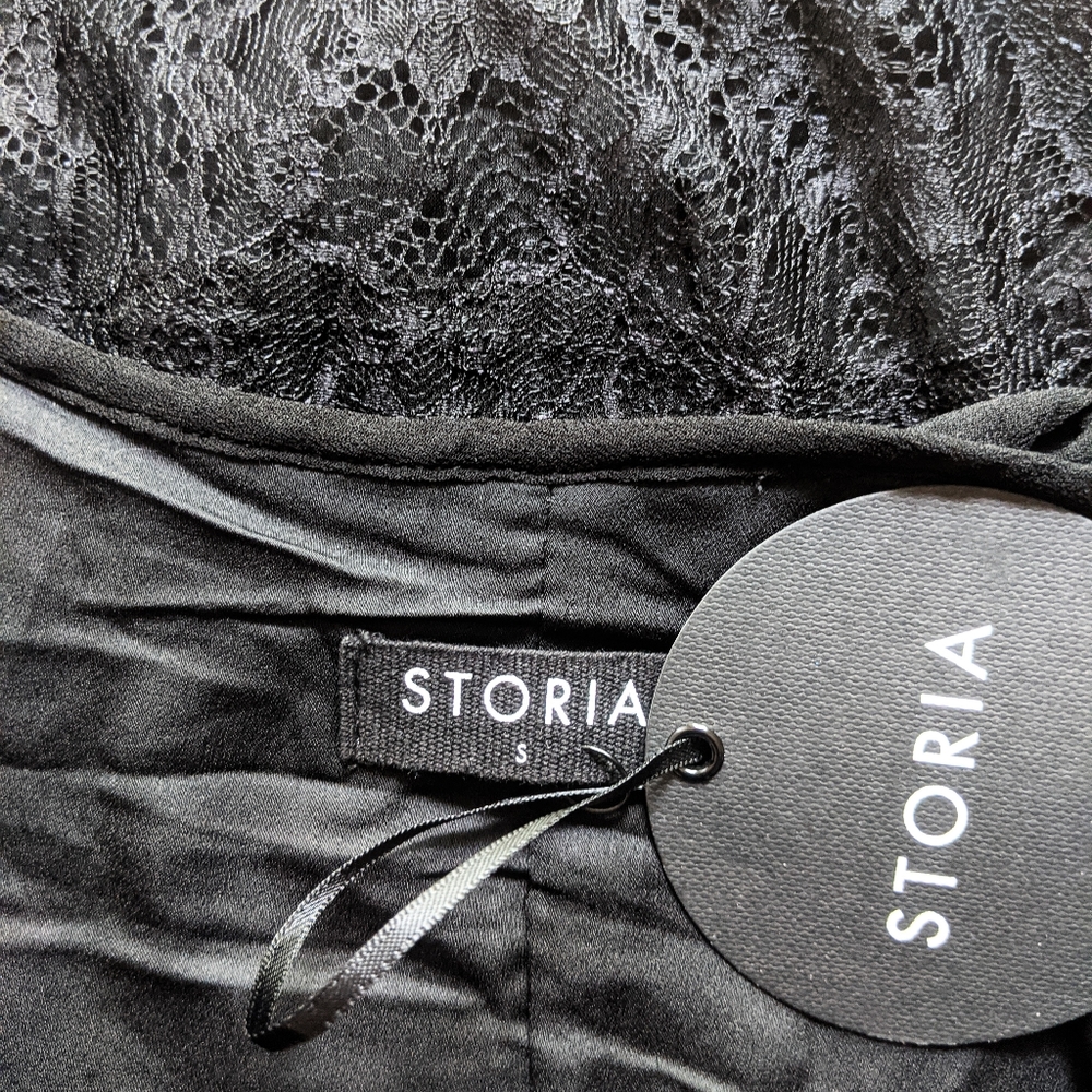 NWT Storia Black Lace Hem Maxi Dress - Picture 6 of 6